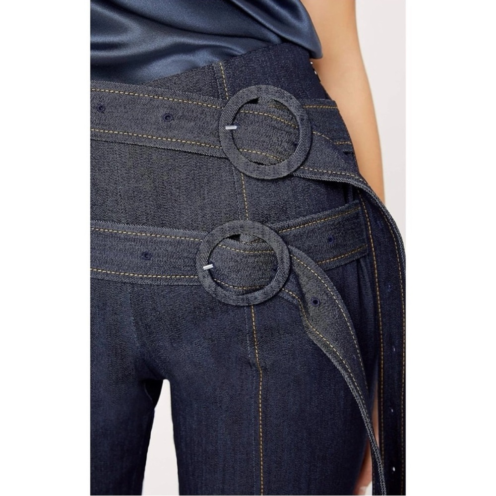 CINQ A SEPT Cropped Jessi Pant JEANS dark wash NEW double belted design 4